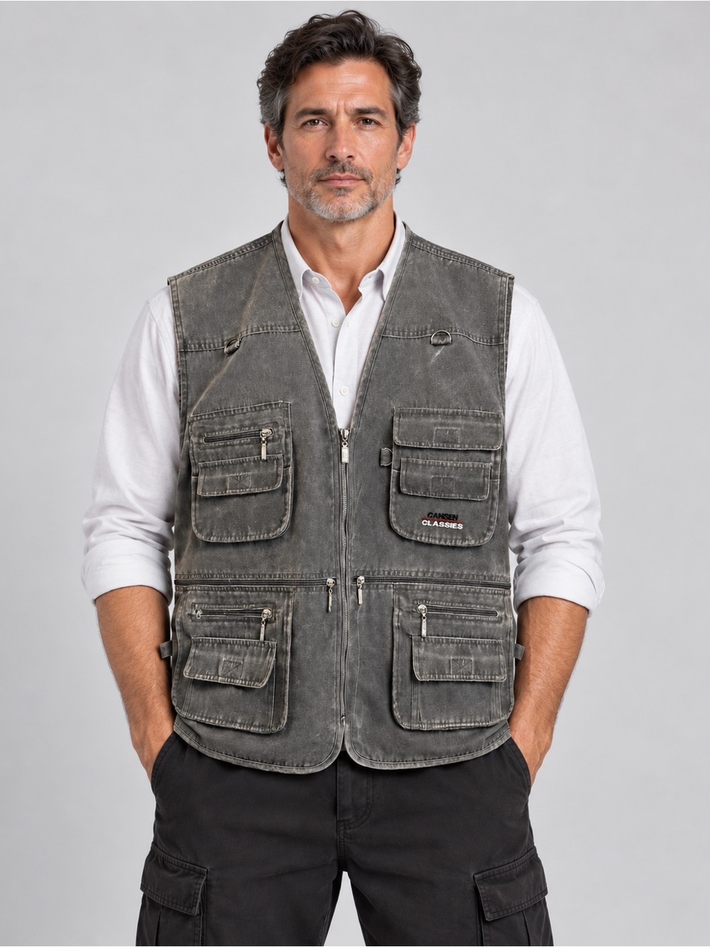 Chuangsheng Men’s XL Utility Fishing Vest Multi Pocket Cargo Outdoor Vintage